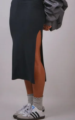 Black Soft Touch Racer Neck Sleeveless Midaxi Dress