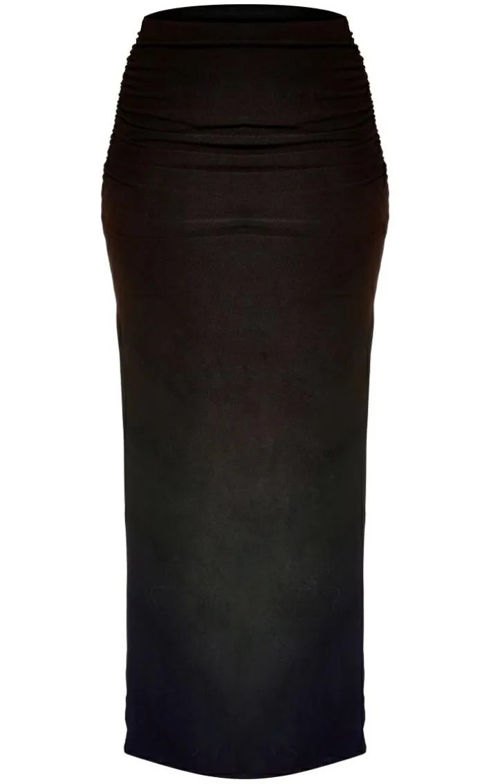 Black Soft Touch Ruched Back Maxi Skirt