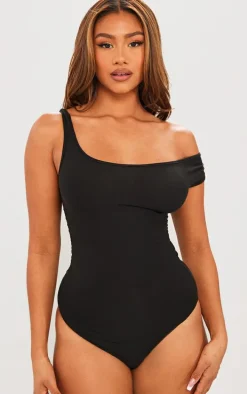 Black Soft Touch Ruched Side Bodysuit