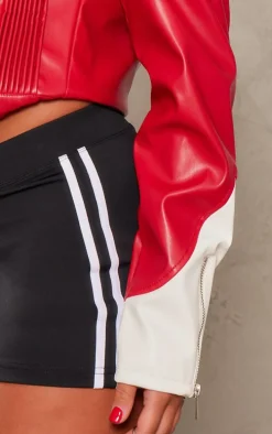 Black Soft Touch Seamless Stripe Hot Pants