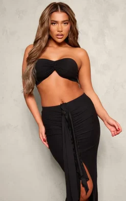 Black Soft Touch Twist Front Bandeau