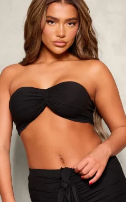Black Soft Touch Twist Front Bandeau