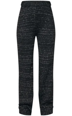 Black Space Dye Knitted Wide Leg Pants