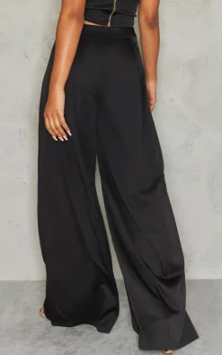 Black Split Extreme Wide Leg High Waisted Pants