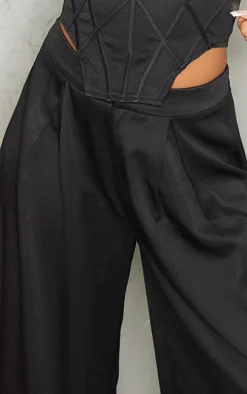 Black Split Extreme Wide Leg High Waisted Pants