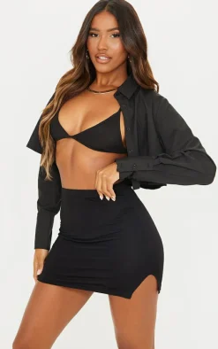 Black Split Mini Skirt