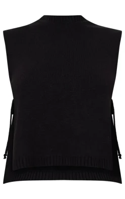 Black Split Side Knitted Vest