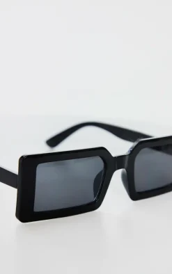 Black Square Frame Slimline Sunglasses