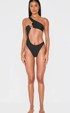 Black Stone Trim Cut Out Swimsuit