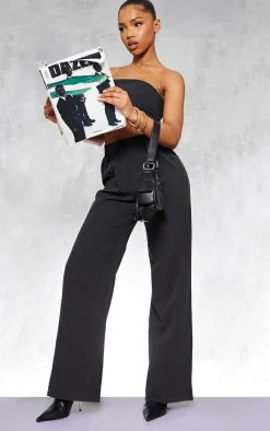 Black Straight Leg Pinstripe Pants