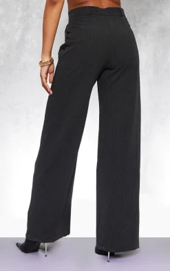 Black Straight Leg Pinstripe Pants