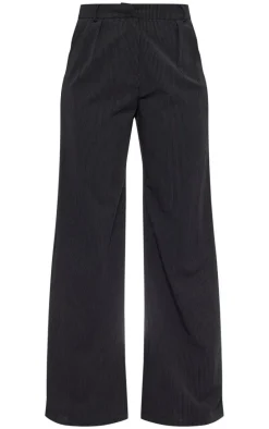 Black Straight Leg Pinstripe Pants