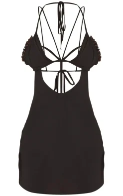 Black Strappy Cut Out Shift Mini Dress