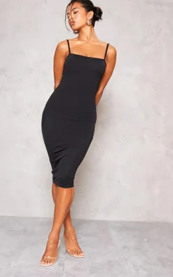 Black Strappy Midi Dress
