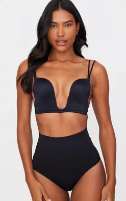 Black Strappy Plunge Bra