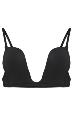 Black Strappy Plunge Bra