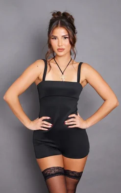 Black Strappy Unitard