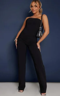 Black Stretch Woven Bandeau Corset