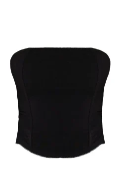 Black Stretch Woven Bandeau Corset