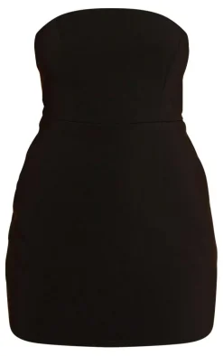 Black Stretch Woven Bandeau Shift Dress