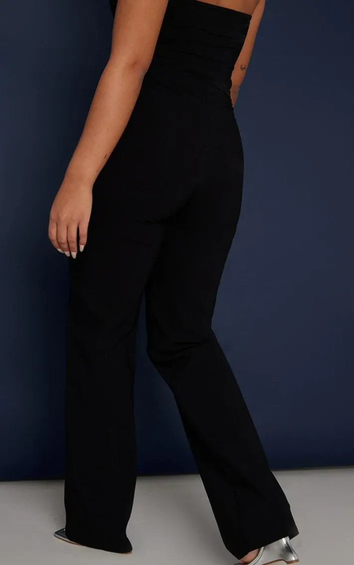 Black Stretch Woven Low Rise Cargo Pants