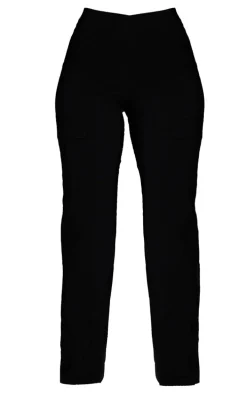 Black Stretch Woven Low Rise Cargo Pants