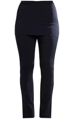 Black Stretch Woven Peplum Skirt Pants