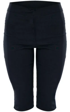 Black Stretch Woven Placket Detail Capri's