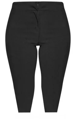 Black Stretch Woven Placket Detail Capri's