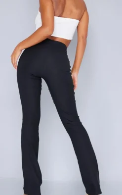 Black Stretch Woven 90's Belted Flared Pants