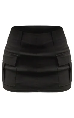 Black Stretch Woven Tailored Skort