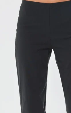 Black Stretched Woven Straight Leg Pants