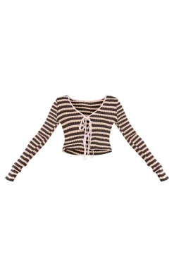 Black Stripe Knit Double Tie Top