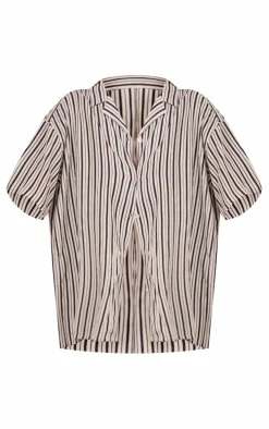 Black Stripe Oversized Boxy Short Sleeve Shirt