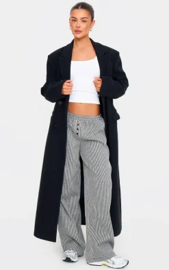 Black Stripe Soft Woven Boxer Waistband Straight Leg Pants