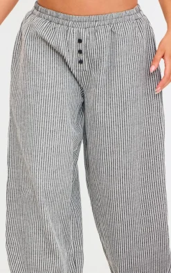 Black Stripe Soft Woven Boxer Waistband Straight Leg Pants