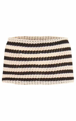 Black Striped Textured Jersey Mini Skirt