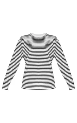 Black Stripey Oversized T Shirt