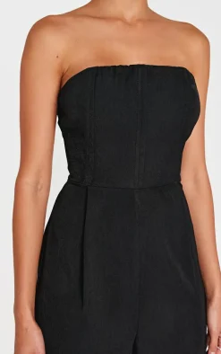 Black Structured Woven Bandeau Boned Detailed Jumpsuit