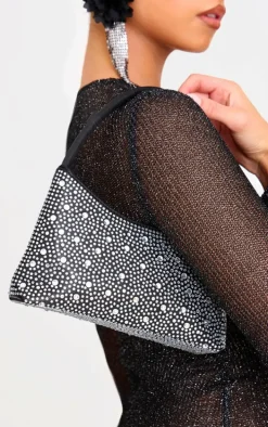 Black Stud Diamante Shoulder Bag