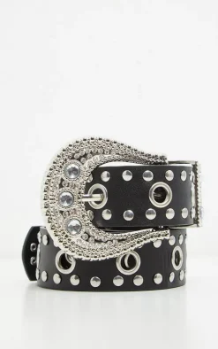 Black Studded Western Style Belt