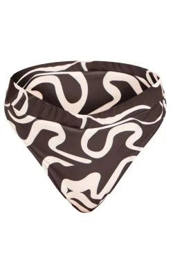 Black Swirl Print High Waist Bikini Bottom