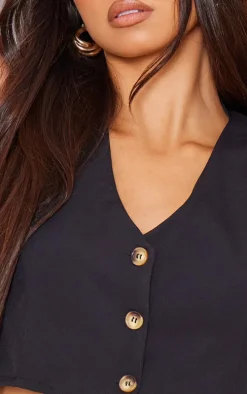 Black Tailored Extreme Crop Vest