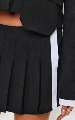 Black Tailored Pleated Mini Skort