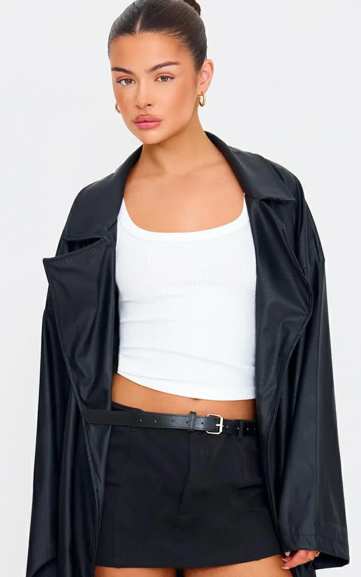 Black Tailored Woven Belt Detail Skort