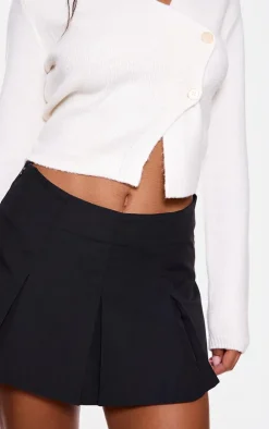 Black Tailored Woven Box Pleat Skater Skort