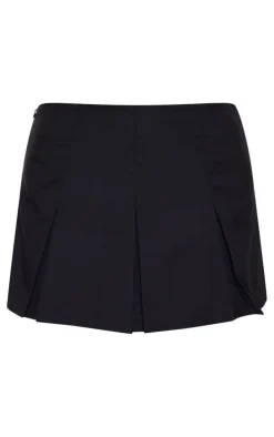 Black Tailored Woven Box Pleat Skater Skort