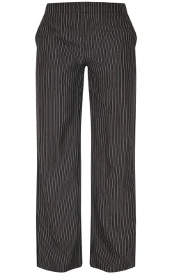 Black Tailored Woven Glitter Pinstripe Wide Leg Pants
