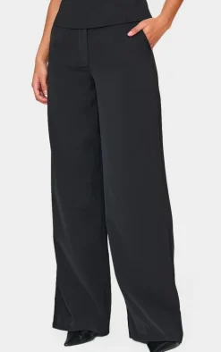 Black Tailored Woven High Waist Wide Leg Pants