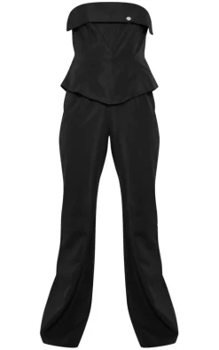 Black Tailored Woven Overlay Bandeau Jumpsuit